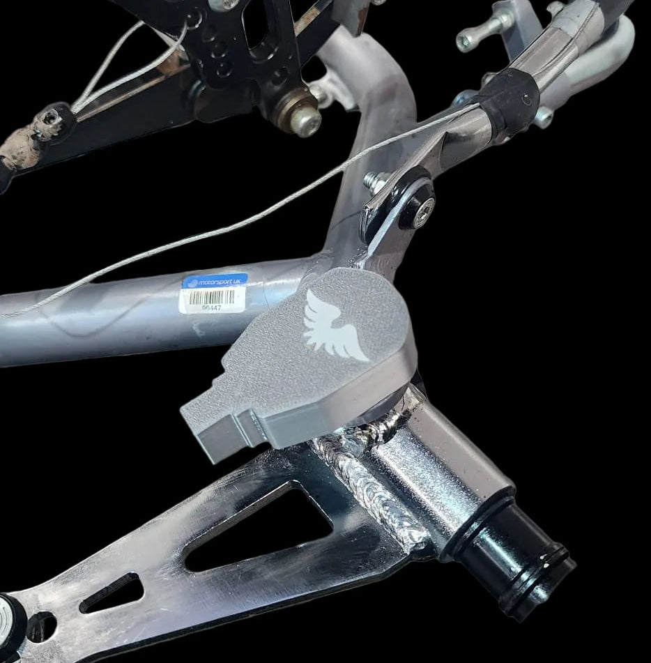 Kart caster and camber adjustment covers protecting front end setup